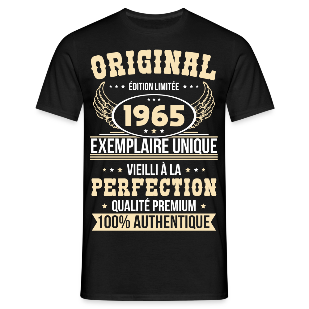 T-shirt Homme - Anniversaire 60 Ans - Original 1965 - noir