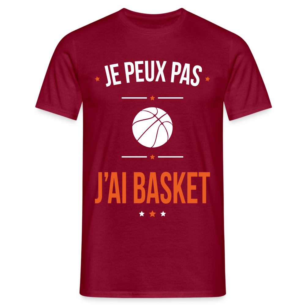 T-shirt Homme - Je peux pas j'ai Basket - rouge brique