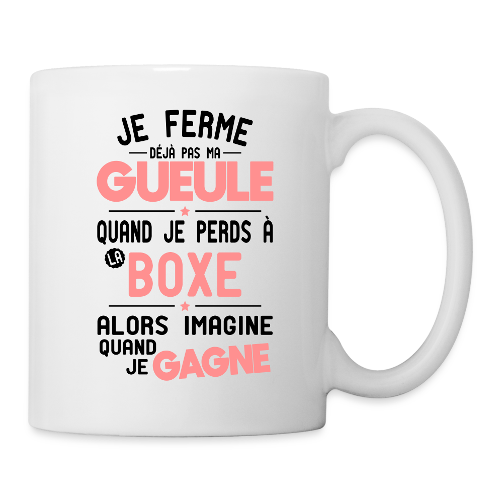 Mug blanc - Je ferme pas ma gueule quand je perds à la boxe - blanc