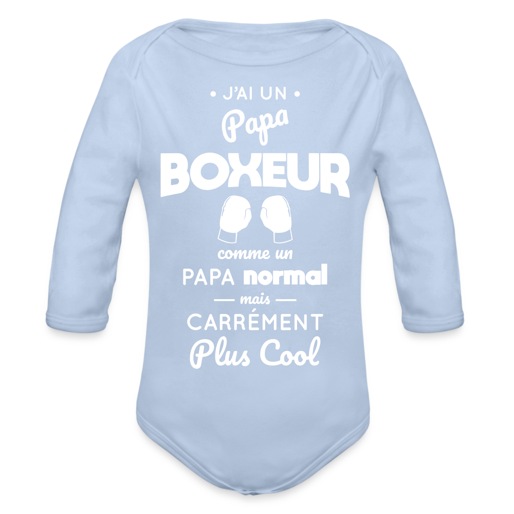 Body Bébé bio manches longues - J'ai un papa boxeur - ciel