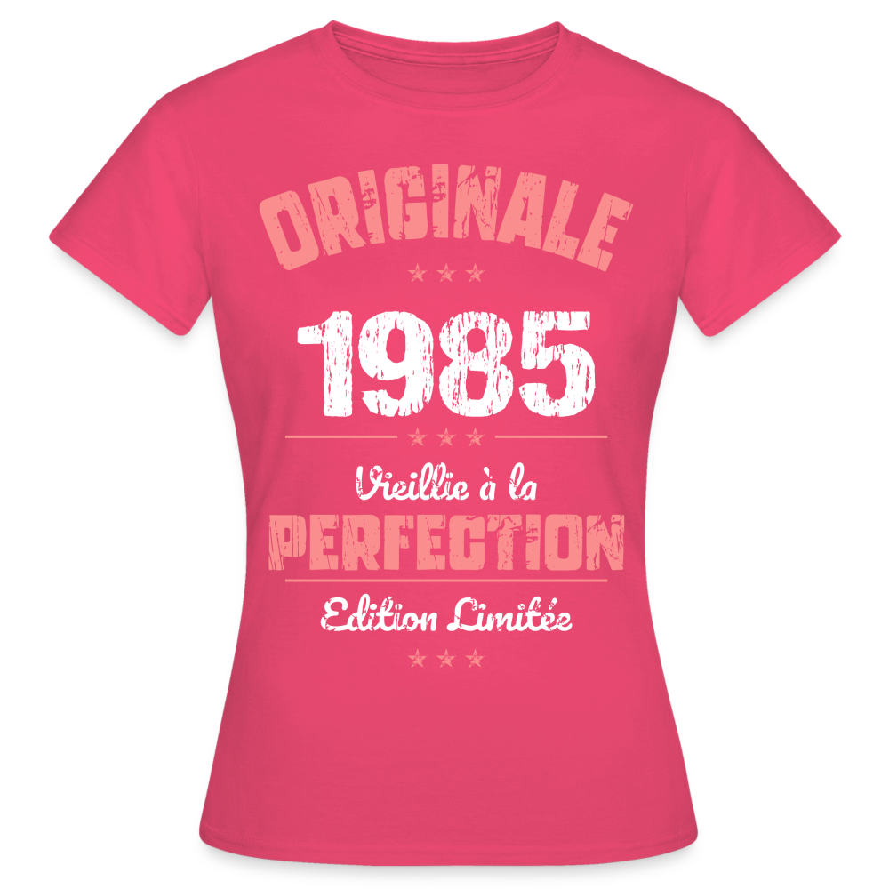 T-shirt Femme - Anniversaire 40 Ans - Originale 1985 - rose azalée