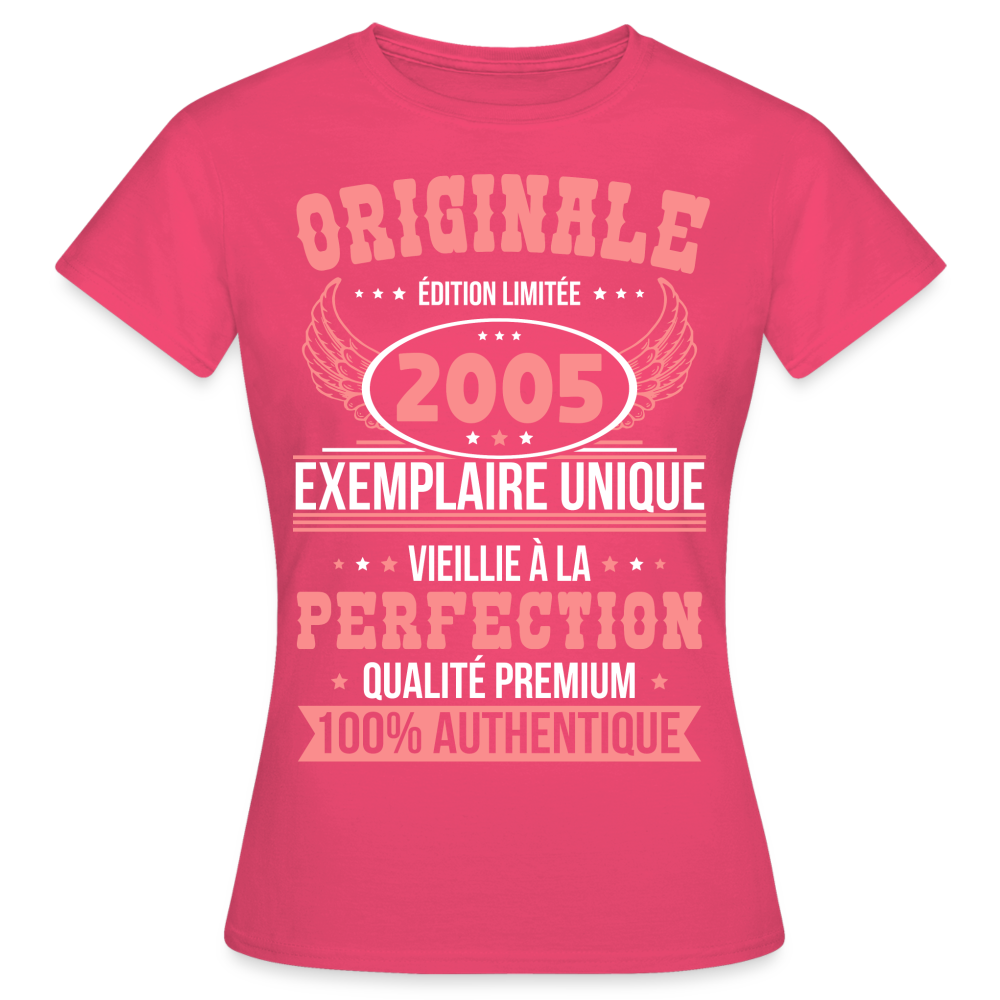 T-shirt Femme - Anniversaire 20 Ans - Originale 2005 - rose azalée