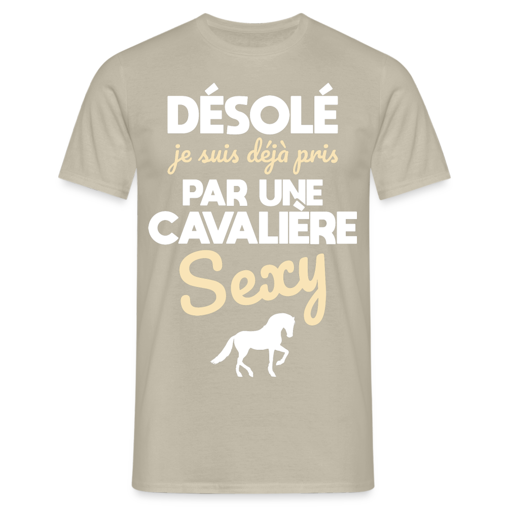 T-shirt Homme - Je suis déjà pris par une cavalière sexy - beige sable