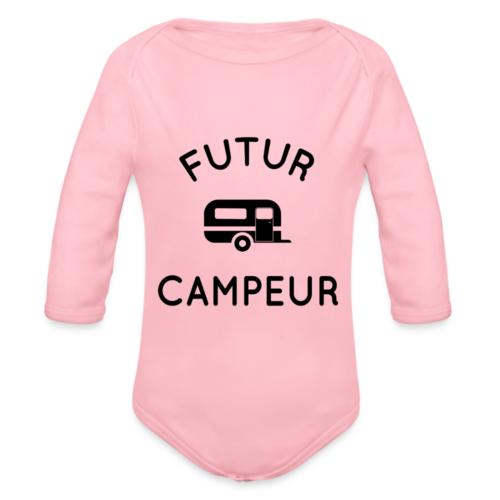 Body Bébé bio manches longues - Futur campeur - rose clair