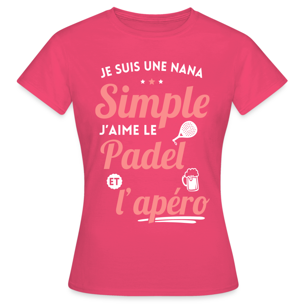 T-shirt Femme - J'aime le  padel et l'apéro - rose azalée