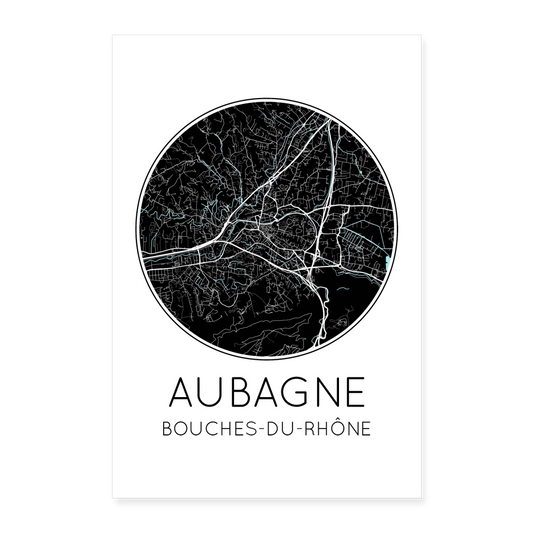 Poster Aubagne - Plan Aubagne - 60 x 90 cm - blanc