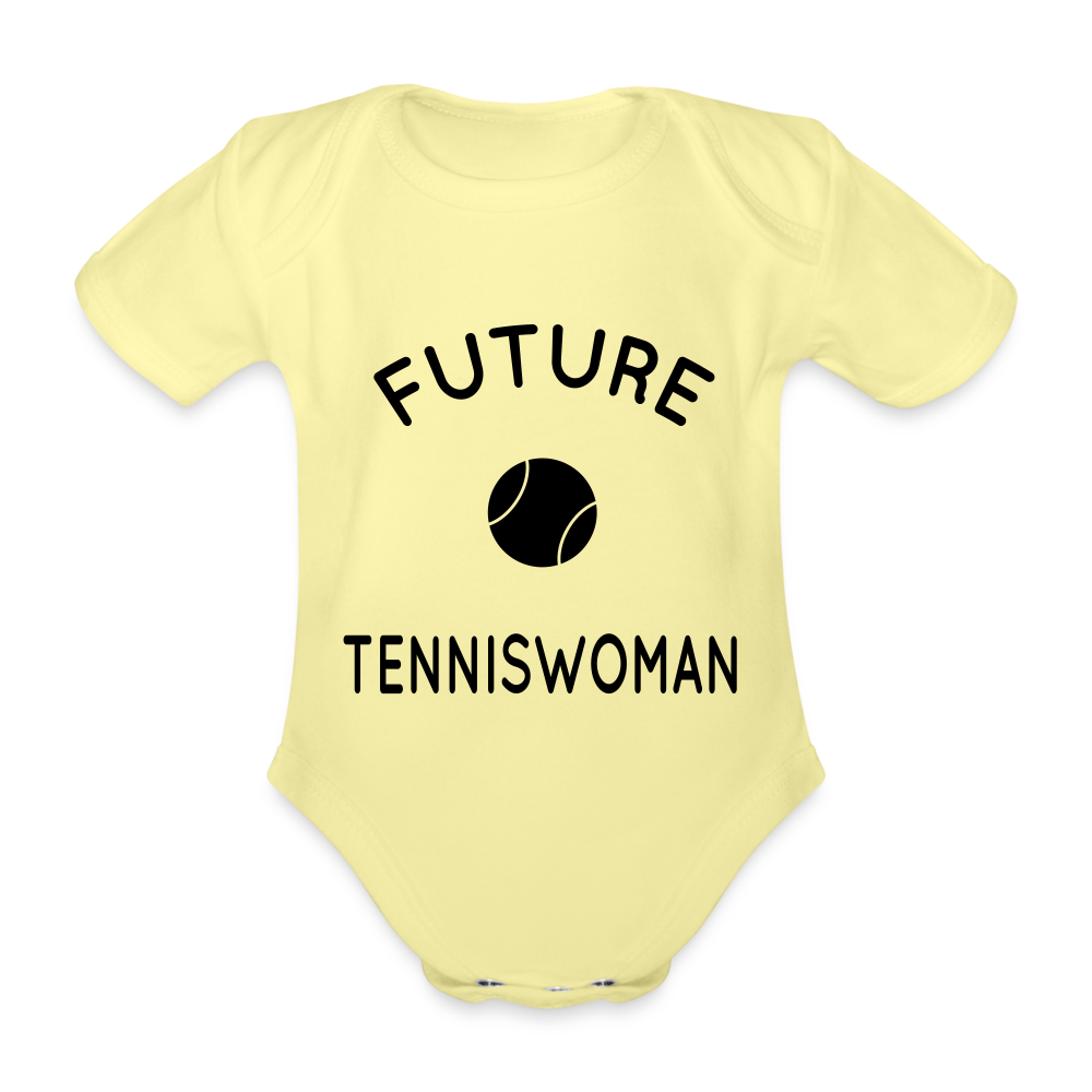 Body Bébé bio manches courtes - Future tenniswoman - jaune délavé