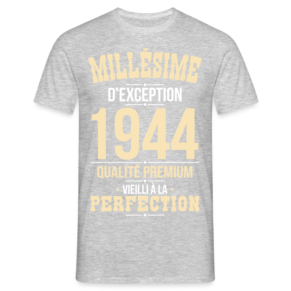 T-shirt Homme - Anniversaire 80 Ans - Millésime 1944 - gris chiné