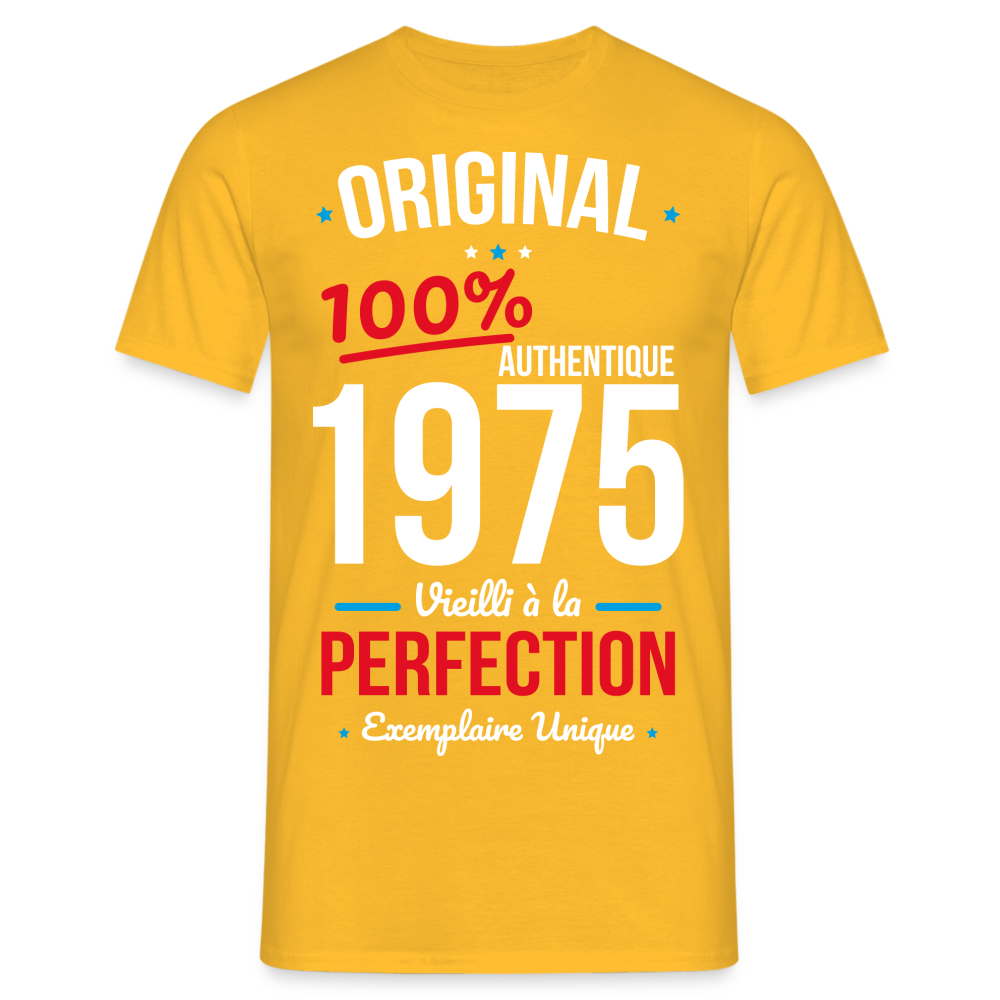 T-shirt Homme - Anniversaire 50 Ans - Original 1975 - jaune