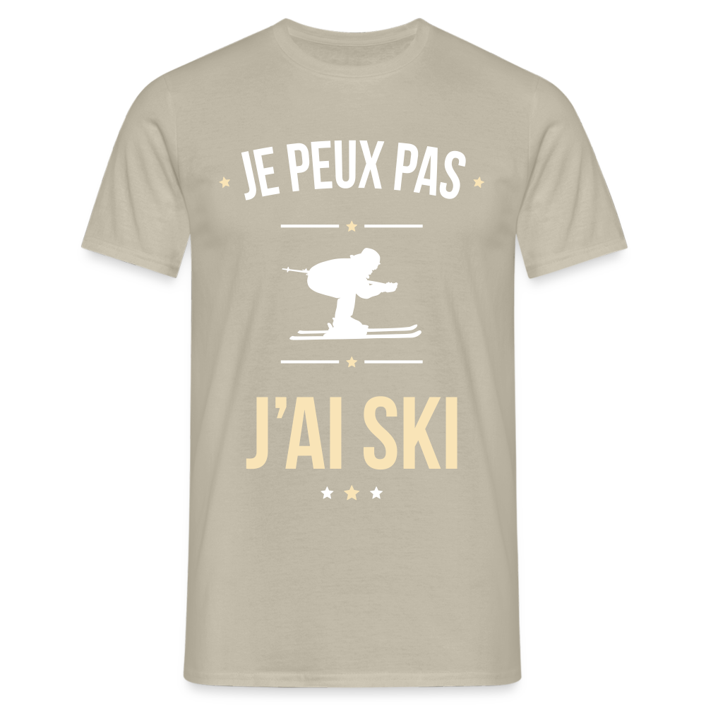 T-shirt Homme - Je peux pas j'ai Ski - beige sable