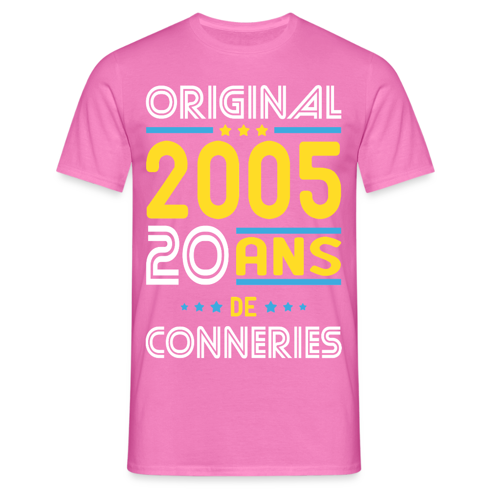 T-shirt Homme - Anniversaire 20 Ans - Original 2005 - Conneries - rose