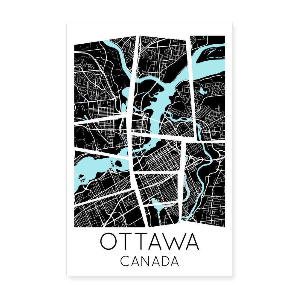 Poster Ottawa - Plan Ottawa - 20 x 30 cm - blanc