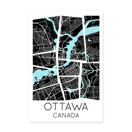 Poster Ottawa - Plan Ottawa - 20 x 30 cm - blanc