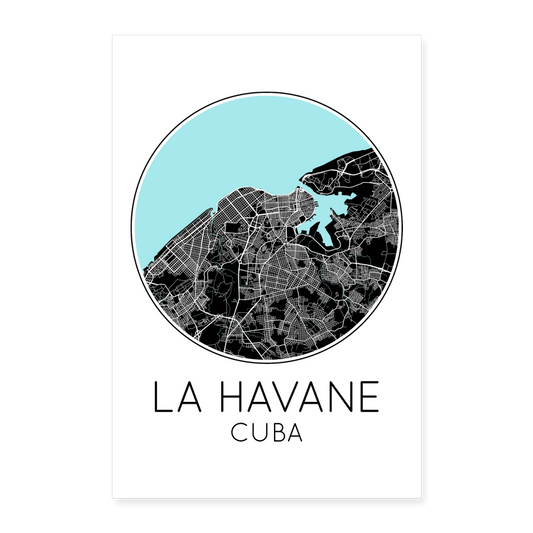 Poster La Havane - Plan La Havane - 60 x 90 cm - blanc