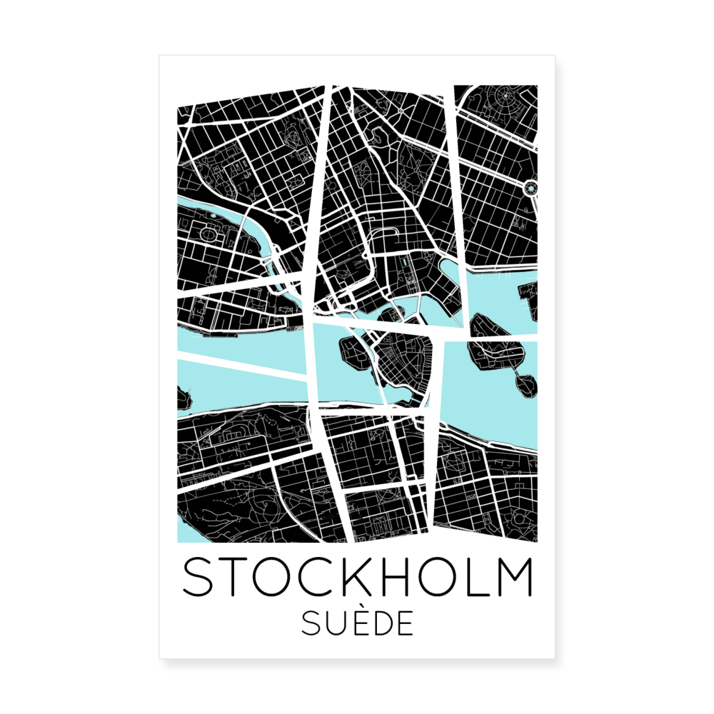 Poster Stockholm - Plan Stockholm - 20 x 30 cm - blanc