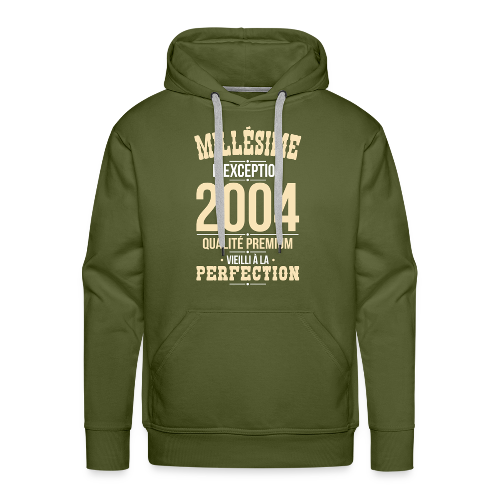 Sweat à capuche Premium Homme - Anniversaire 20 Ans - Millésime 2004 - vert olive