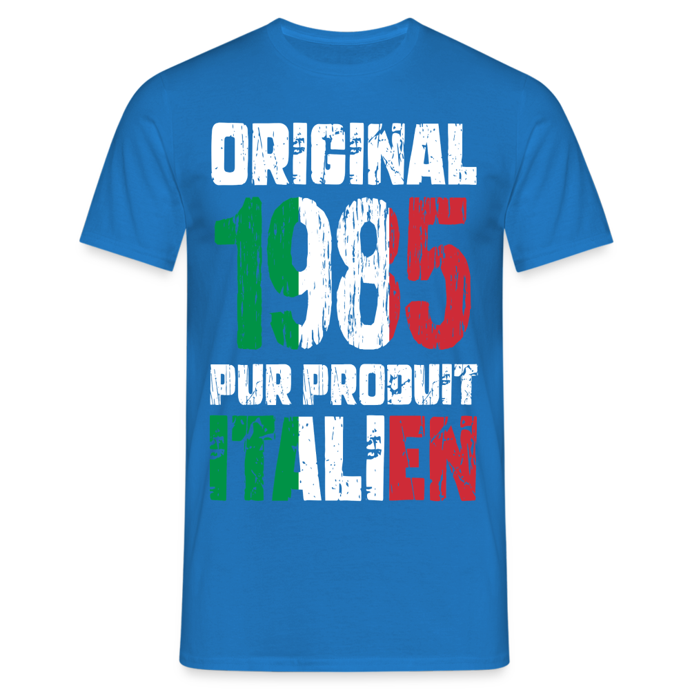 T-shirt Homme - Anniversaire 40 Ans - Original 1985 - Pur produit Italien - bleu royal