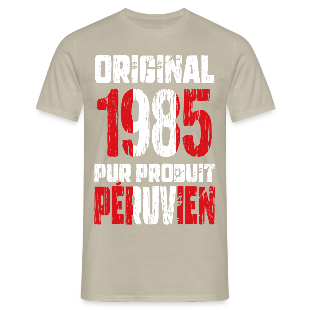 T-shirt Homme - Anniversaire 40 Ans - Original 1985 - Pur produit Péruvien - beige sable