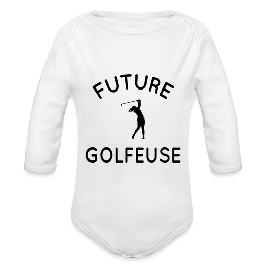 Body Bébé bio manches longues - Future golfeuse - blanc