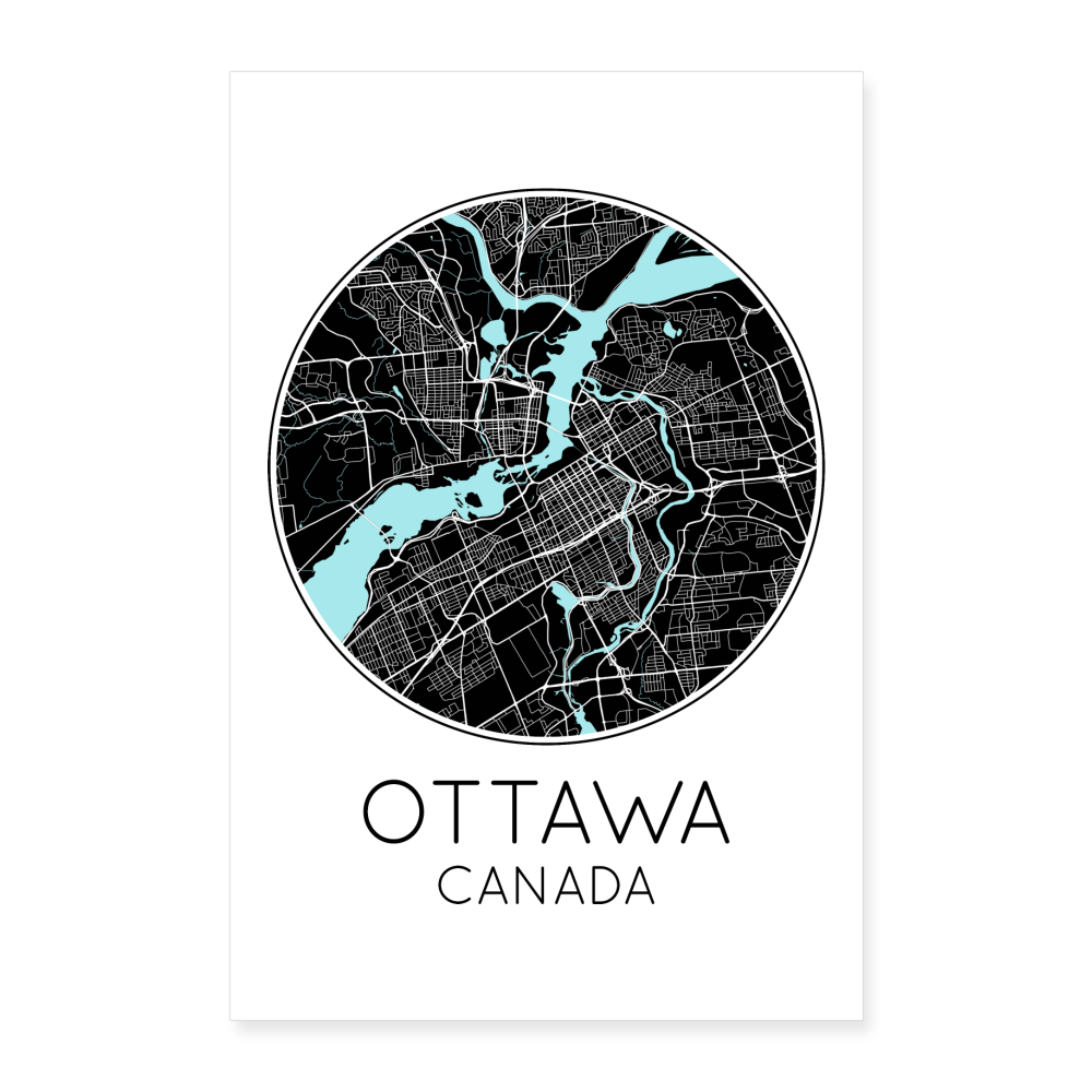 Poster Ottawa - Plan Ottawa - 60 x 90 cm - blanc