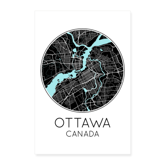 Poster Ottawa - Plan Ottawa - 60 x 90 cm - blanc