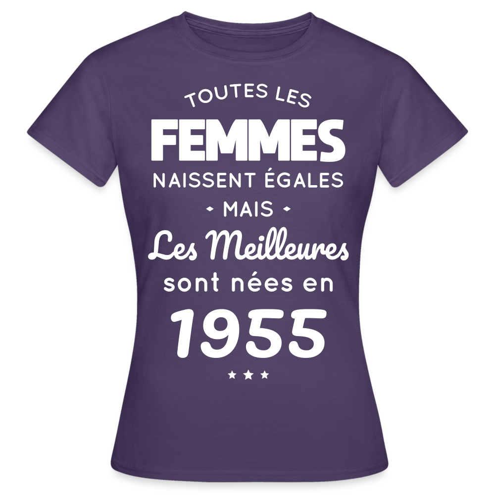 T-shirt Femme - Anniversaire 70 Ans - Les meilleures sont nées en 1955 - violet foncé