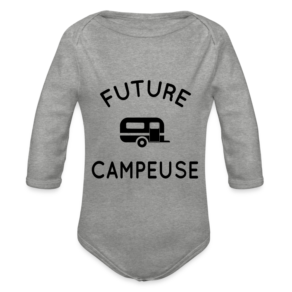 Body Bébé bio manches longues - Future campeuse - gris chiné