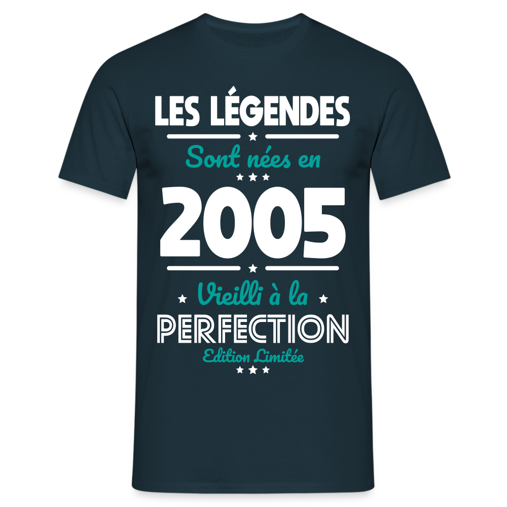 T-shirt Homme - Anniversaire 20 Ans - Les Légendes sont nées en 2005 - marine