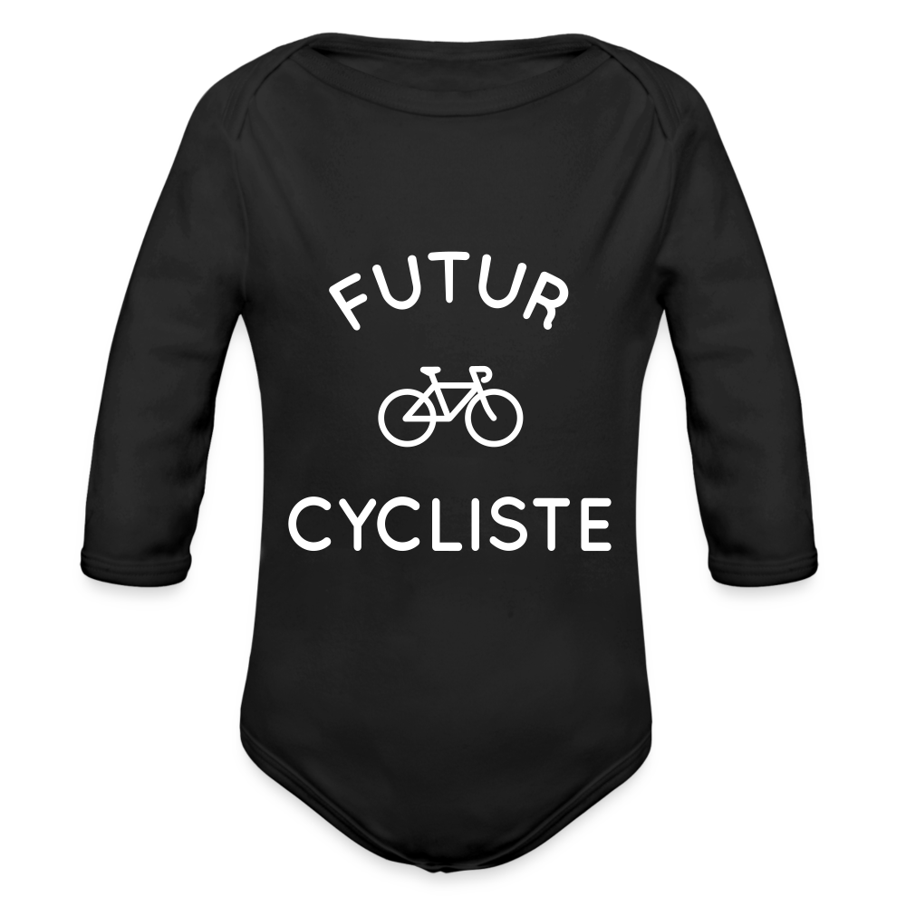 Body Bébé bio manches longues - Futur cycliste - noir