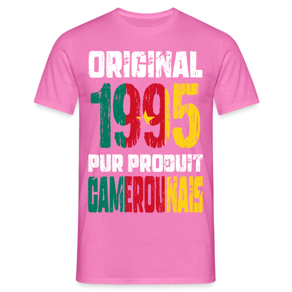 T-shirt Homme - Anniversaire 30 Ans - Original 1995 - Pur produit Camerounais - rose