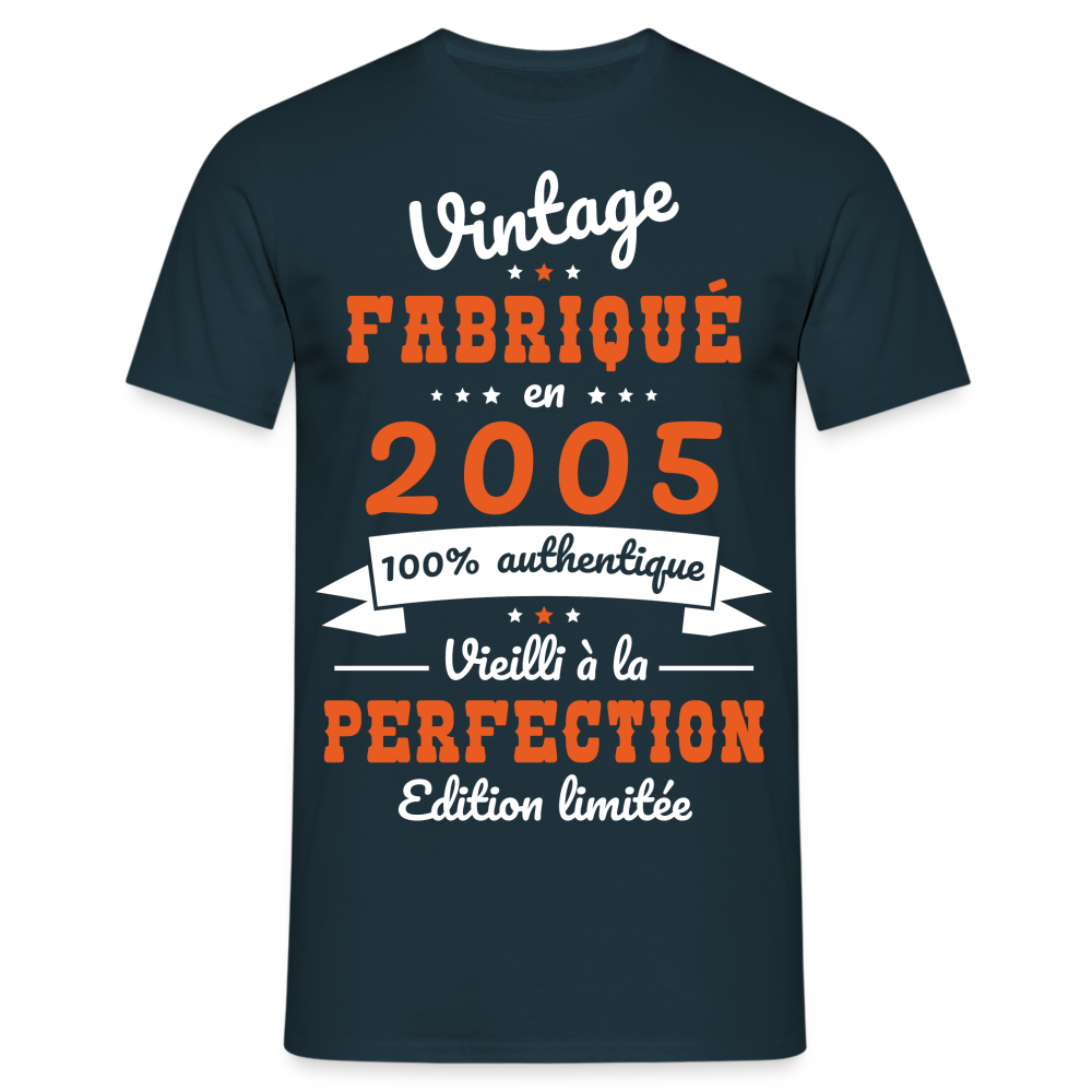 T-shirt Homme - Anniversaire 20 Ans - Vintage fabriqué en 2005 - marine