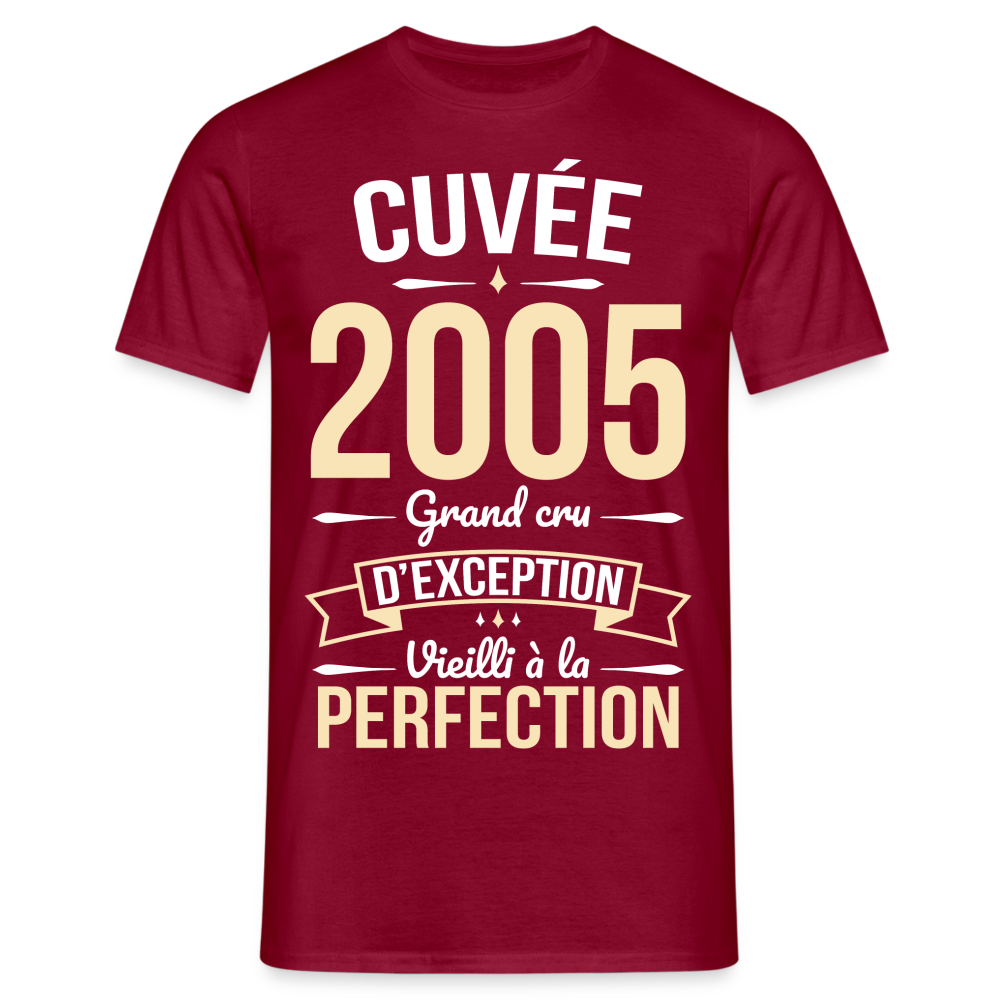 T-shirt Homme - Anniversaire 20 Ans - Cuvée 2005 - rouge brique