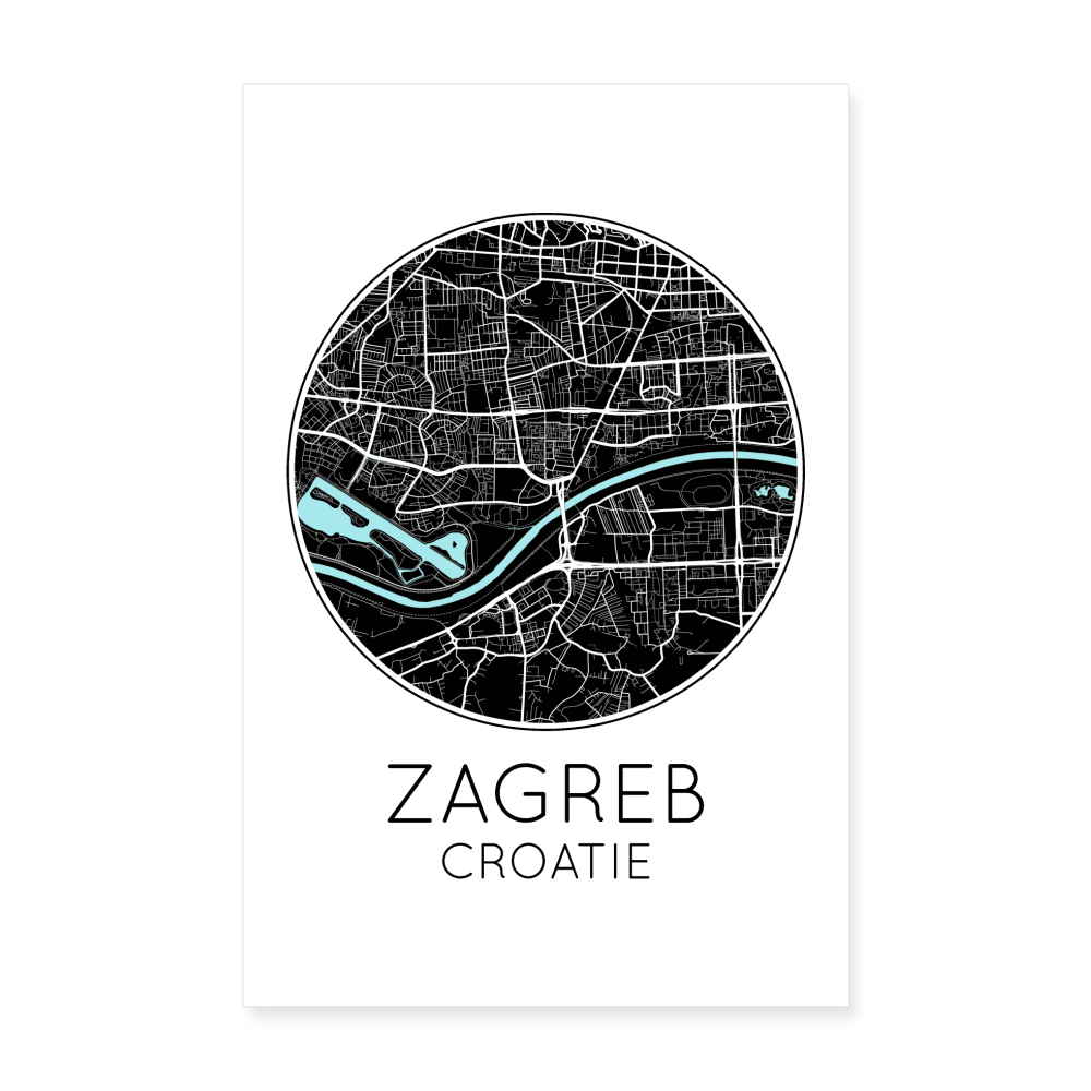 Poster Zagreb - Plan Zagreb - 20 x 30 cm - blanc