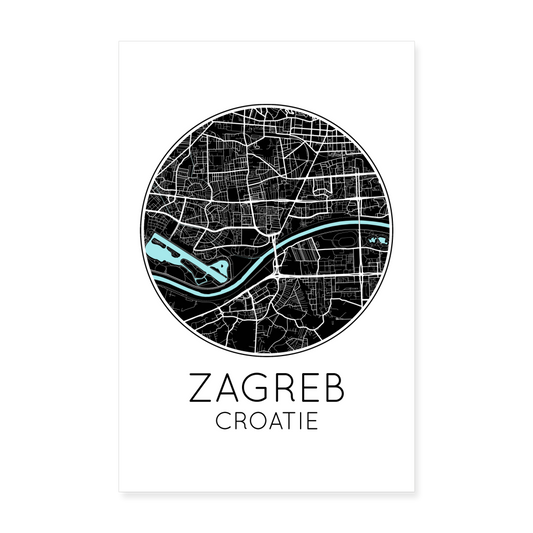 Poster Zagreb - Plan Zagreb - 20 x 30 cm - blanc