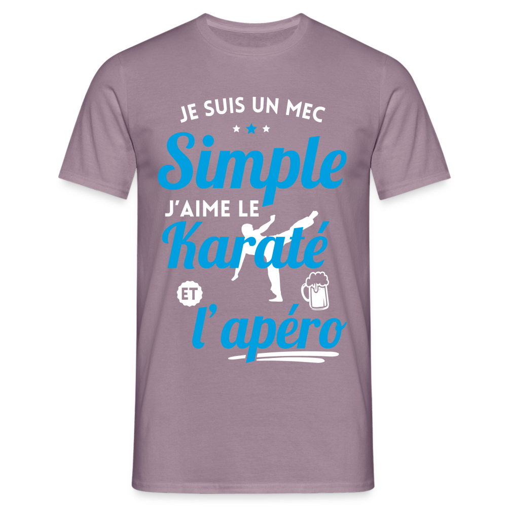 T-shirt Homme - J'aime le karaté et l'apéro - mauve gris 