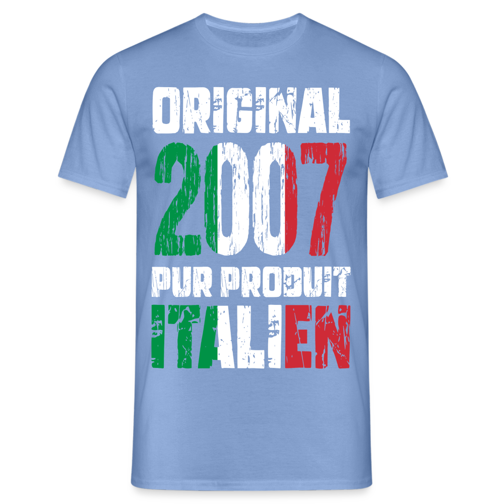 T-shirt Homme - Anniversaire 18 Ans - Original 2007 - Pur produit Italien - carolina blue