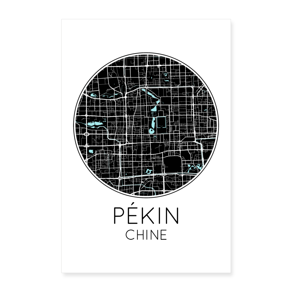 Poster Pékin - Plan Pékin - 60 x 90 cm - blanc