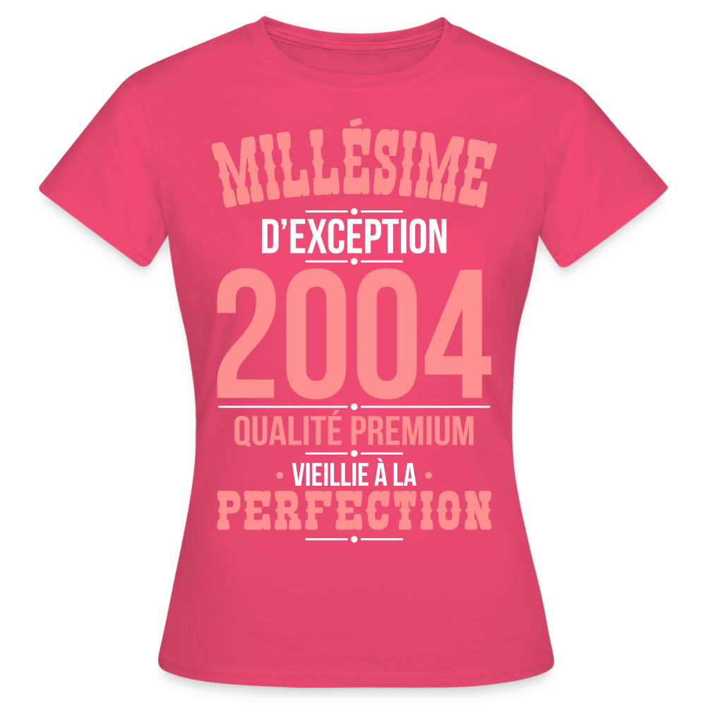 T-shirt Femme - Anniversaire 21 Ans - Millésime 2004 - rose azalée