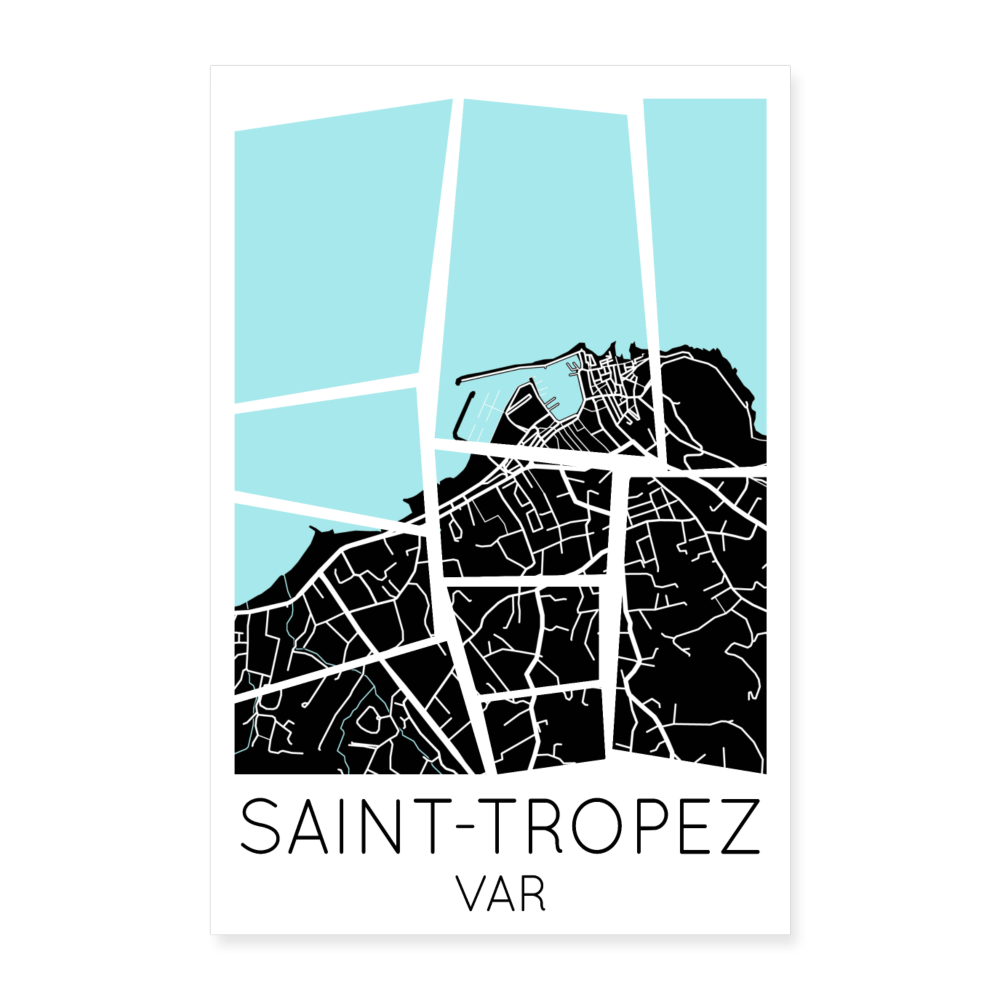 Poster Saint-Tropez - Plan Saint-Tropez - 60 x 90 cm - blanc