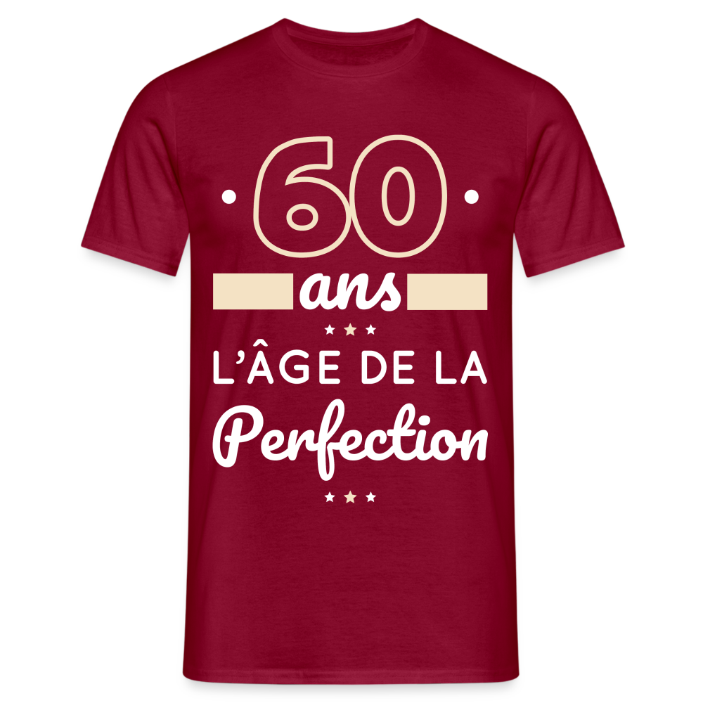 T-shirt Homme - 60 ans l'âge de la perfection - rouge brique