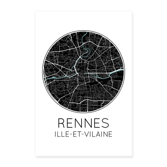 Poster Rennes - Plan Rennes - 40 x 60 cm - blanc