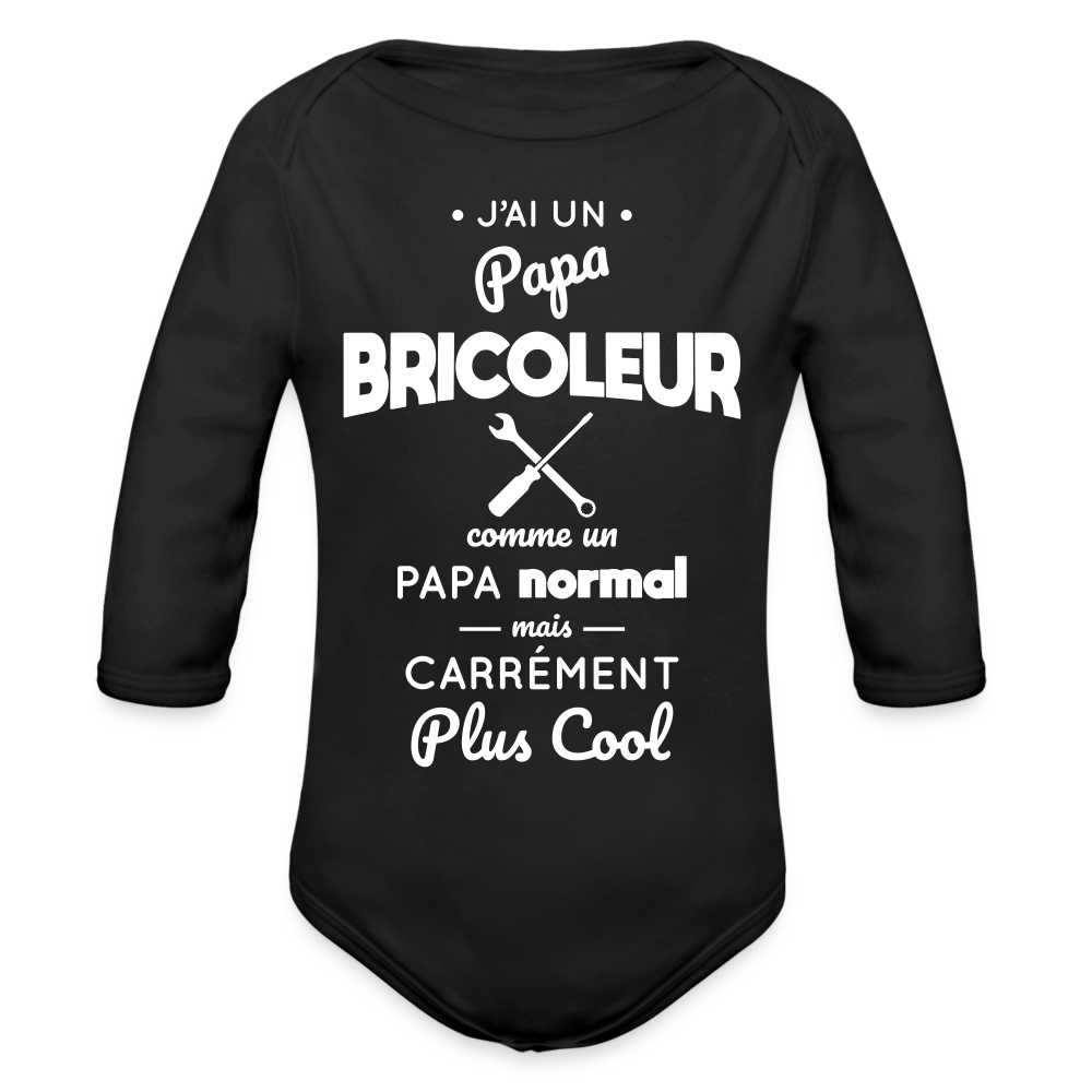 Body Bébé bio manches longues - J'ai un papa bricoleur - noir