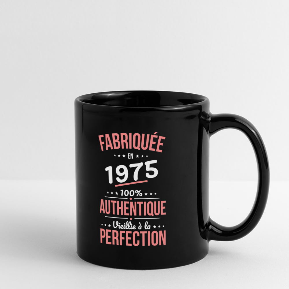 Mug uni - Anniversaire 50 Ans - Fabriquée en 1975 - noir