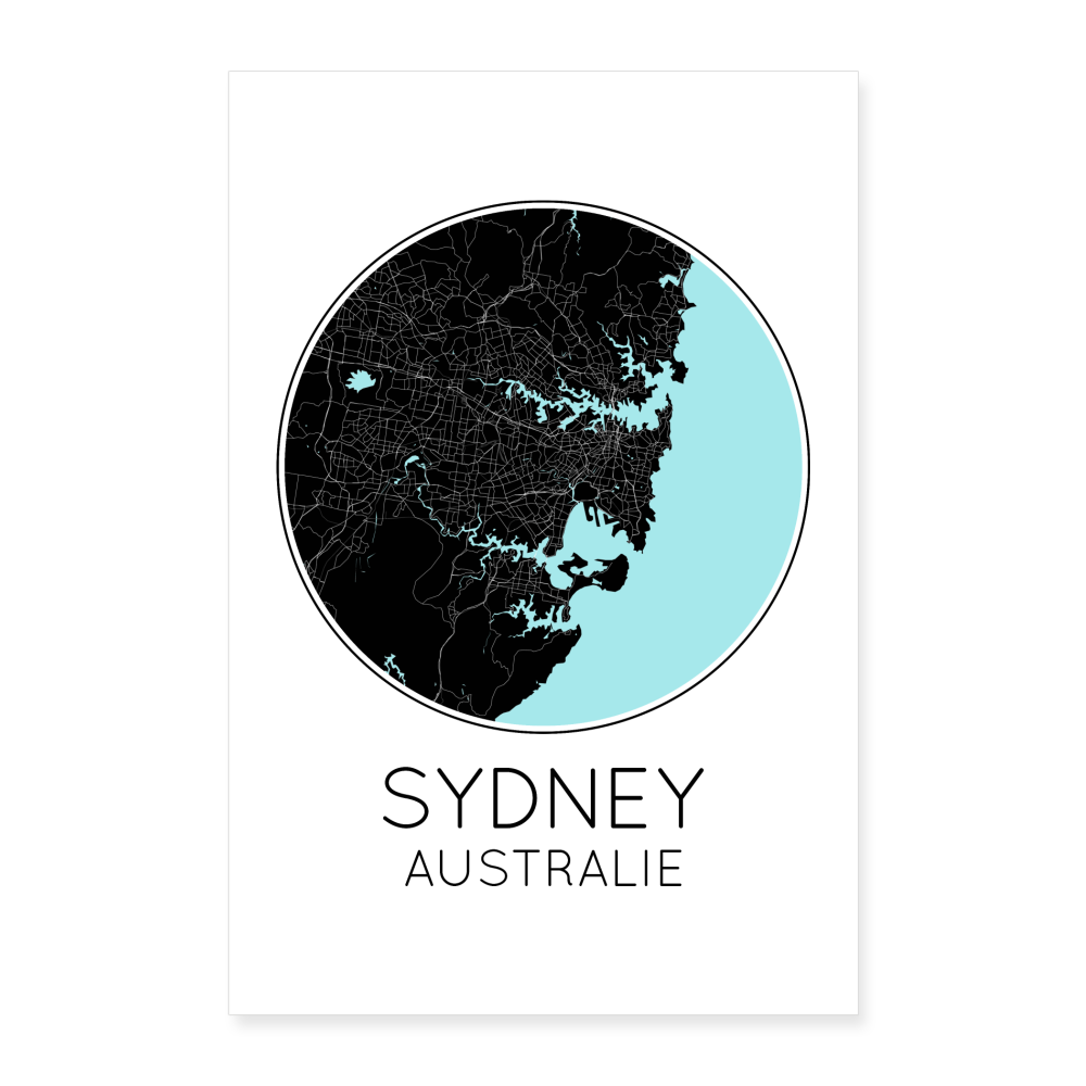 Poster Sydney - Plan Sydney - 40 x 60 cm - blanc