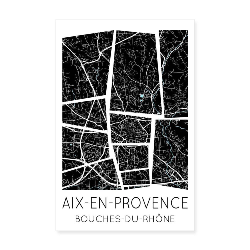 Poster Aix-en-Provence - Plan Aix-en-Provence - 20 x 30 cm - blanc