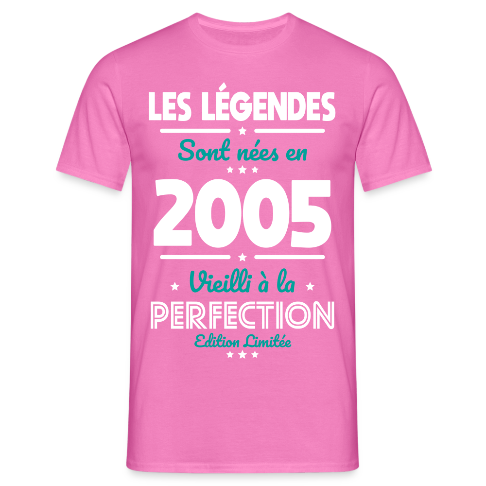 T-shirt Homme - Anniversaire 20 Ans - Les Légendes sont nées en 2005 - rose