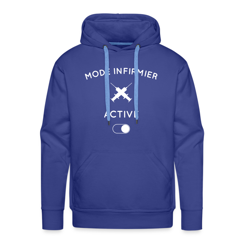 Sweat à capuche Premium Homme - Mode infirmier activé - bleu royal