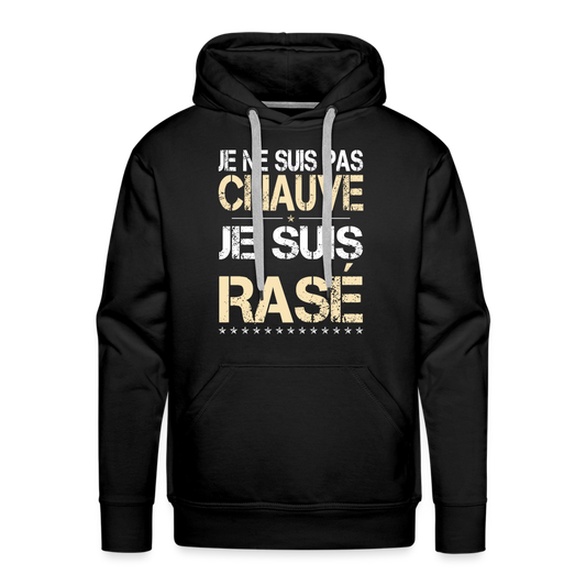 Sweat à capuche Premium Homme - Je ne suis pas chauve - noir