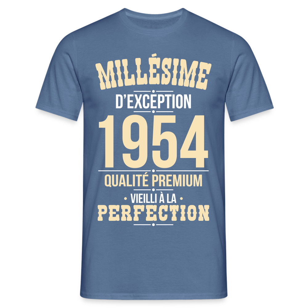 T-shirt Homme - Anniversaire 71 Ans - Millésime 1954 - bleu pigeon 