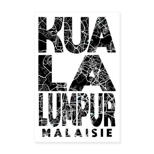 Poster Kuala Lumpur - Plan Kuala Lumpur - 20 x 30 cm - blanc